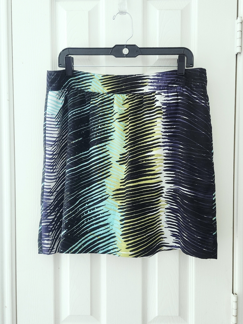 LOFT Skirt with Teal and Yellow Abstract